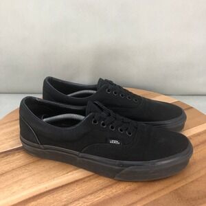 Vans Era Black Canvas Sneakers Womens Lace Up Casual Low Top Skate Shoes Size 10